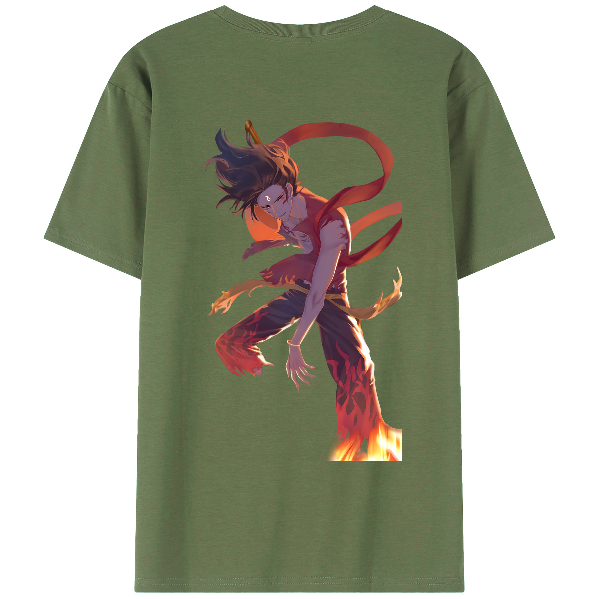 （画像用） Ne Zha 2 ナタ 魔童の大暴れ 綿100％ メンズ半袖Tシャツ（バックプリント） 通気性